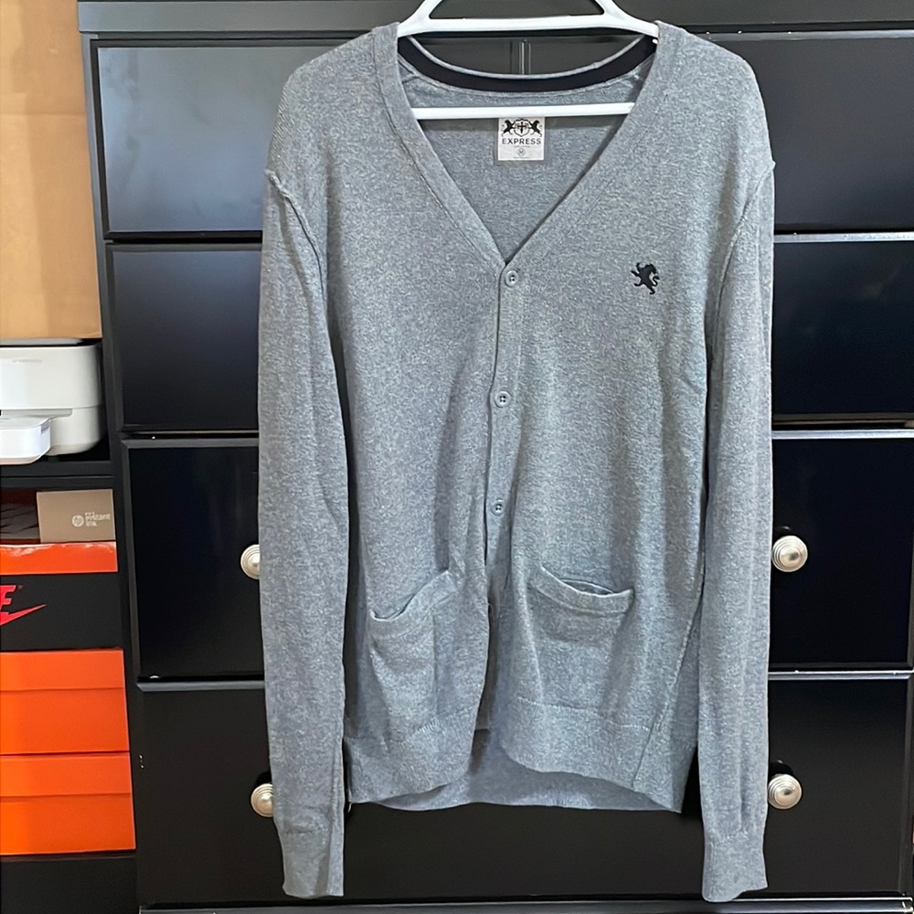 Express Men’s Cardigan Grey - Medium